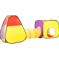 Parque de juegos infantil Colorbox 2 tiendas + túnel multicolor 100x80x255 cm