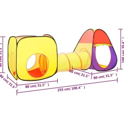 Parque de juegos infantil Colorbox 2 tiendas + túnel multicolor 100x80x255 cm