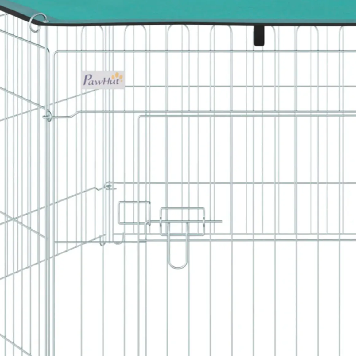 Parque de juegos para perros PawHut 6 paneles con puerta + toldo inox Ø120x60 cm