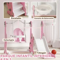 Parque infantil Rocket Aiyaplay 4 en 1 columpio + tobogán + canasta 107x147,5x160 cm