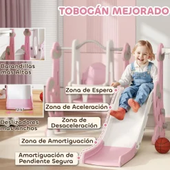 Parque infantil Rocket Aiyaplay 4 en 1 columpio + tobogán + canasta 107x147,5x160 cm