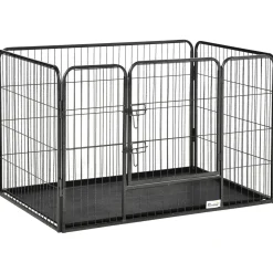 Parque para mascotas Arena Pawhut 4 paneles negro 71x109x74 cm
