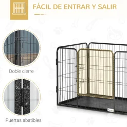 Parque para mascotas Arena Pawhut 4 paneles negro 71x109x74 cm