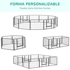 Parque para mascotas Spot PawHut 12 paneles + configurable negro
