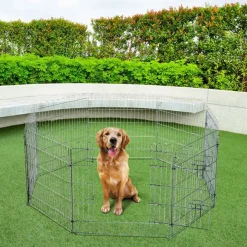 Parque para perros PawHut plegable 8 piezas plata 91x63 cm