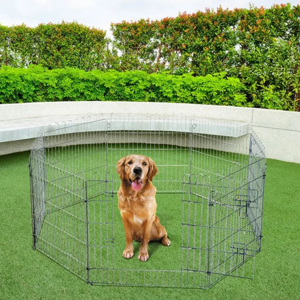 Parque para perros PawHut plegable 8 piezas plata 91x63 cm