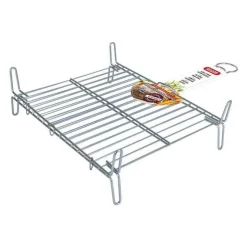 Parrilla BBQ Algon doble acero 25x30 cm
