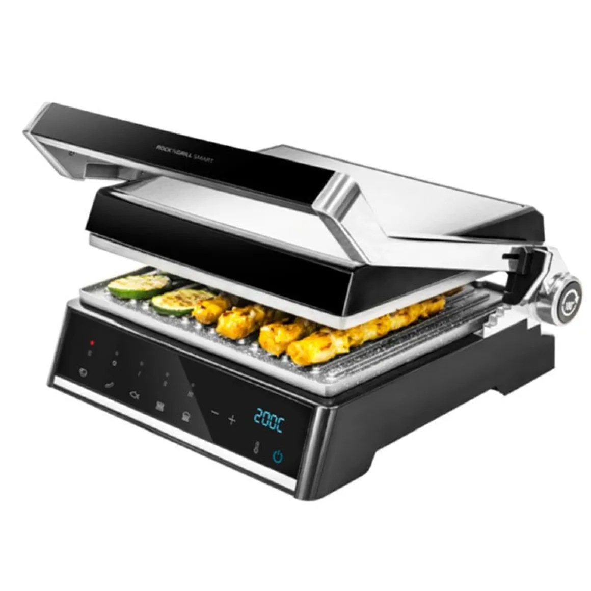 Parrilla eléctrica Cecotec Rock’nGrill Smart 2000W panel táctil inox/negro