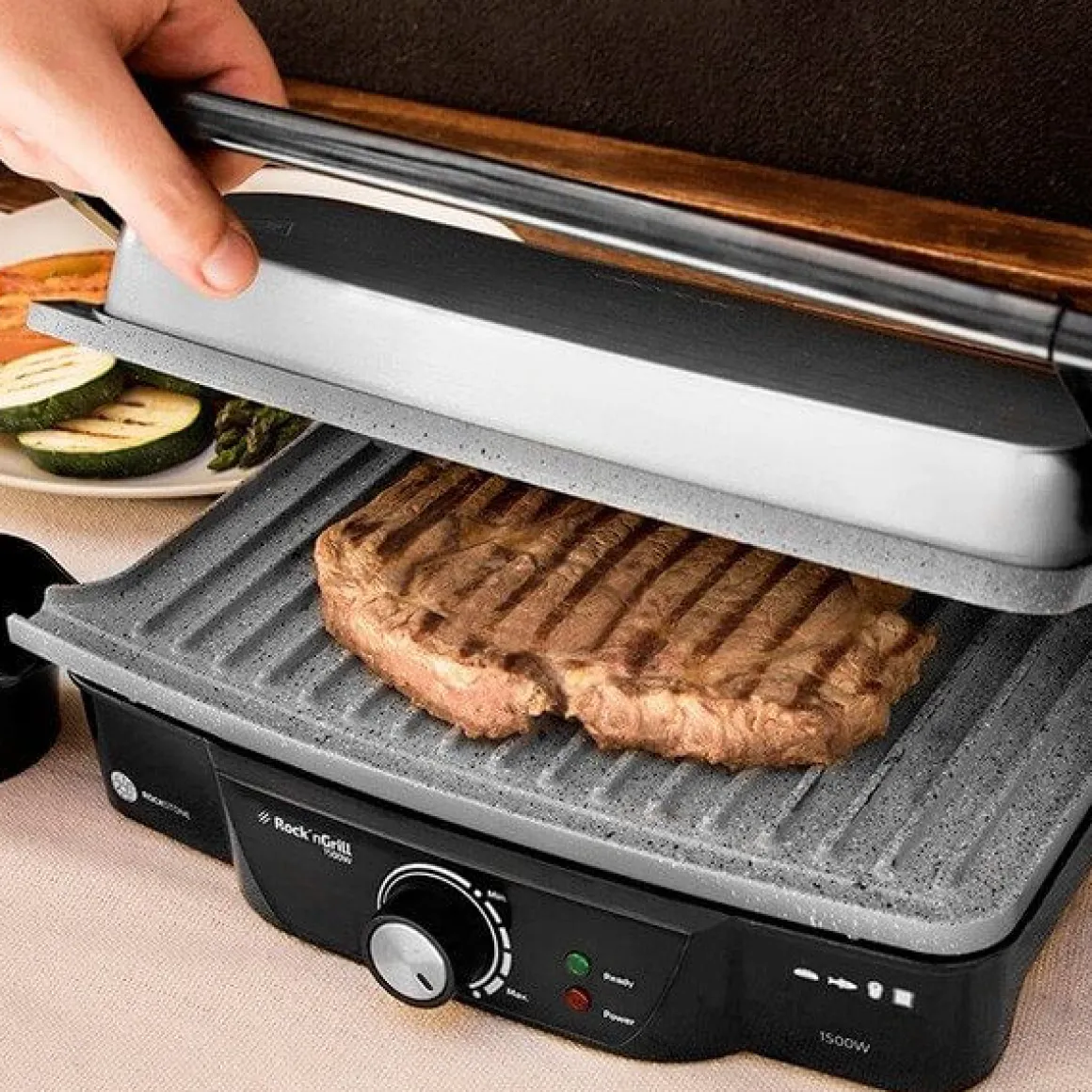 Parrilla eléctrica Cecotec Rock’n Grill 1500W negro/inox