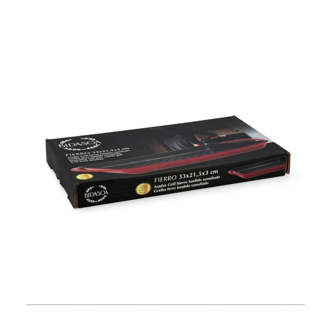 Parrilla rectangular Fierro Bidasoa hierro esmaltado rojo/negro 40x22 cm