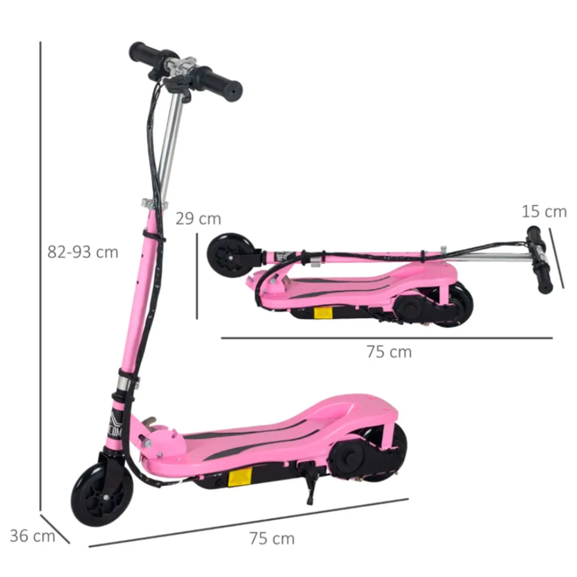 Patinete eléctrico Homcom con altura ajustable plegable +7A 82/93x36x75 cm