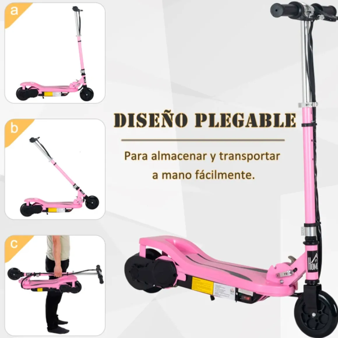 Patinete eléctrico Homcom con altura ajustable plegable +7A 82/93x36x75 cm
