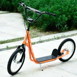Patinete infantil Homcom con manillar ajustable y doble freno +5A naranja 90/96x139x58 cm