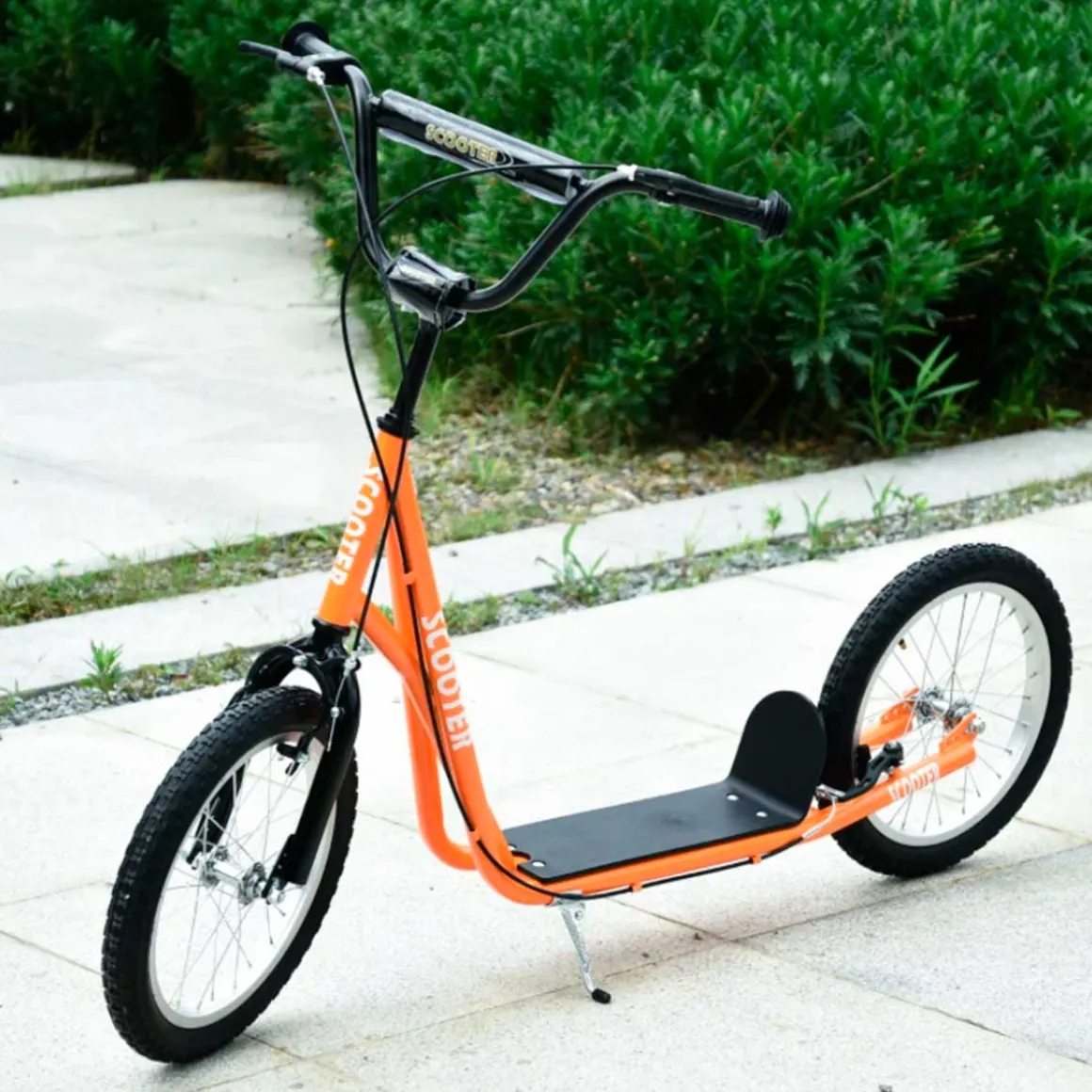 Patinete infantil Homcom con manillar ajustable y doble freno +5A naranja 90/96x139x58 cm
