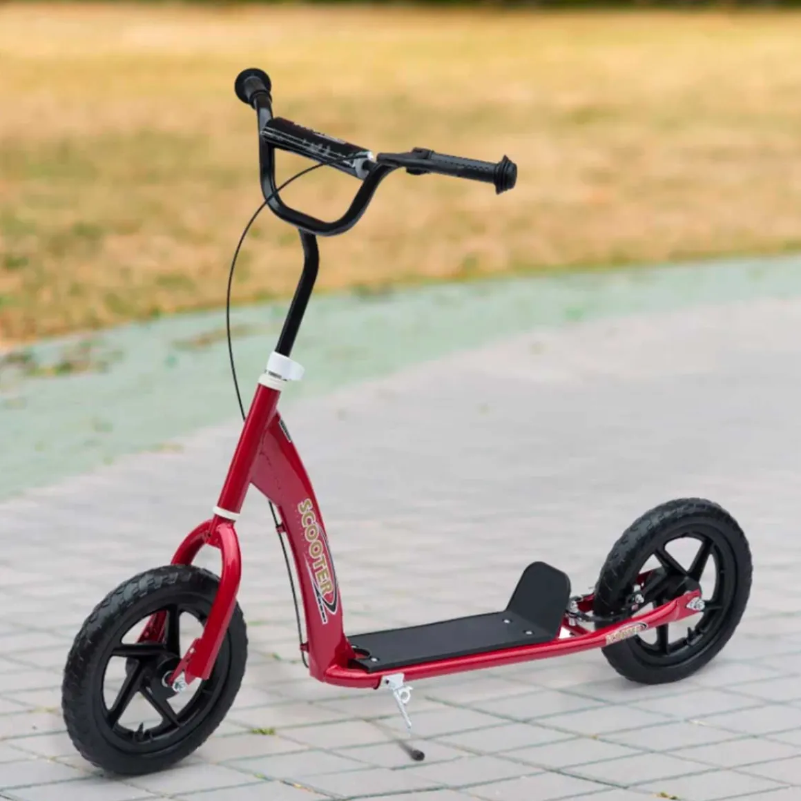 Patinete infantil Homcom plegable y ajustable 2 ruedas con freno +5A rojo 80/88x120x52 cm