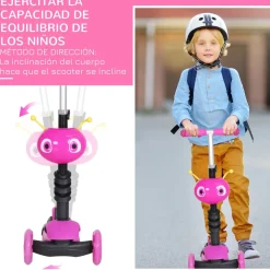 Patinete infantil Miga Homcom 3 en 1 con asiento +18 meses rosa 72,5x62x25 cm