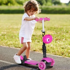Patinete infantil Miga Homcom 3 en 1 con asiento +18 meses rosa 72,5x62x25 cm