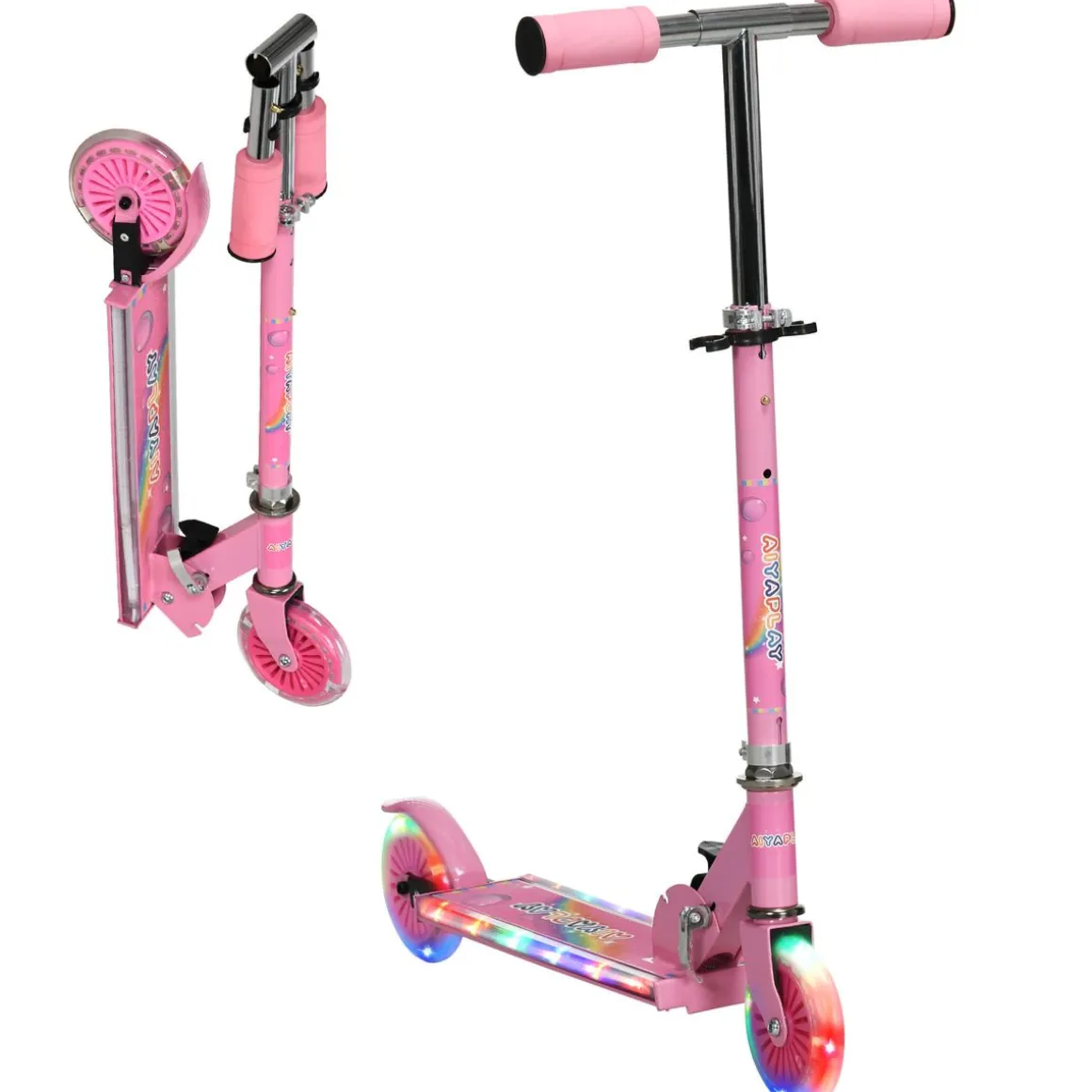 Patinete infantil Unicornio Homcom plegable luz LED + música 65-78x67x32 cm