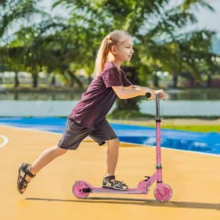Patinete infantil Unicornio Homcom plegable luz LED + música 65-78x67x32 cm