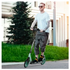 Patinete plegable Homcom +14A negro/verde 91-104x91,5x36,5 cm