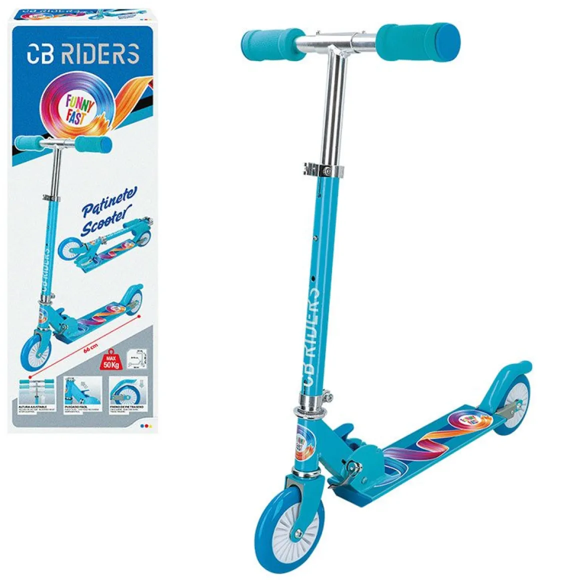 Patinete Scooter Funny Fast CB Riders 2 ruedas +3A 80x32x62 cm
