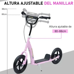 Patinete scooter Homcom 2 ruedas altura ajustable 5-12 años 80-88x120x52 cm