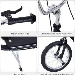 Patinete Scooter Homcom +5A altura regulable + frenos negro 92-100x143x58 cm