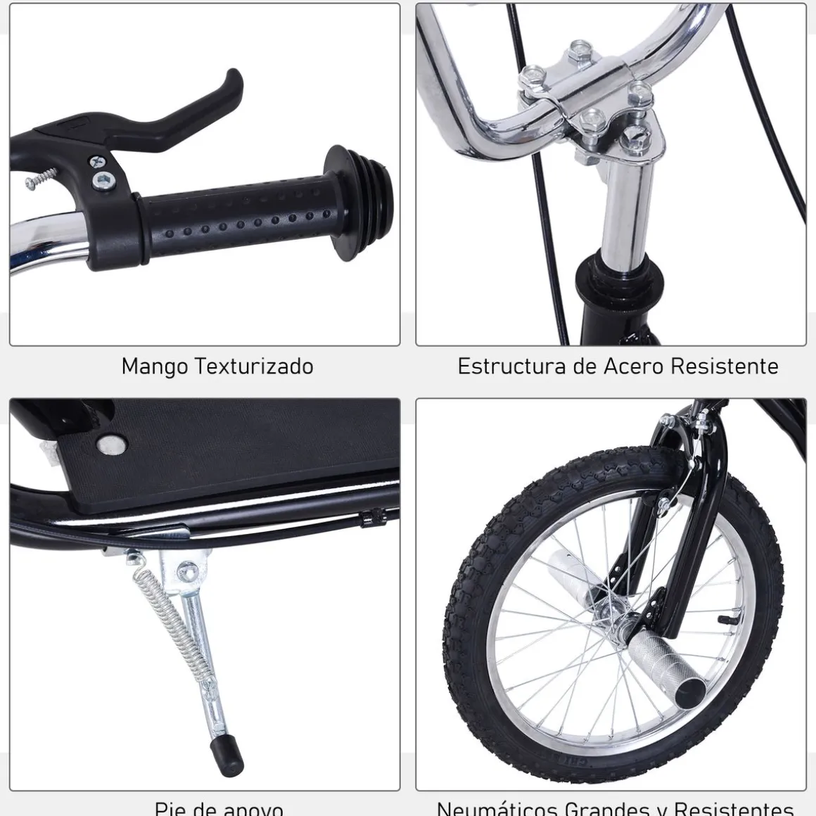 Patinete Scooter Homcom +5A altura regulable + frenos negro 92-100x143x58 cm