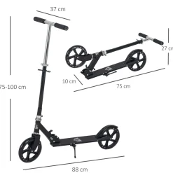 Patinete scooter Homcom plegable altura ajustable 7-14 años 75-100x88x37 cm