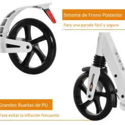 Patinete scooter Homcom plegable altura ajustbale +14 años 90-105x94x38 cm