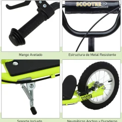 Patinete scooter Marte Homcom manillar ajustable + doble freno 96x58x139 cm