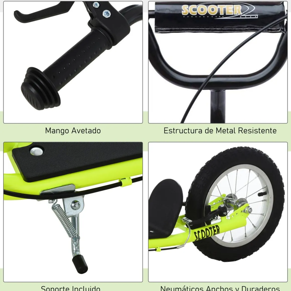 Patinete scooter Marte Homcom manillar ajustable + doble freno 96x58x139 cm