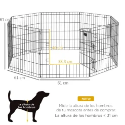 Pawhut parque de juegos para perros 8 paneles plegables negro
