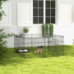 Pawhut parque de juegos para perros 8 paneles plegables negro