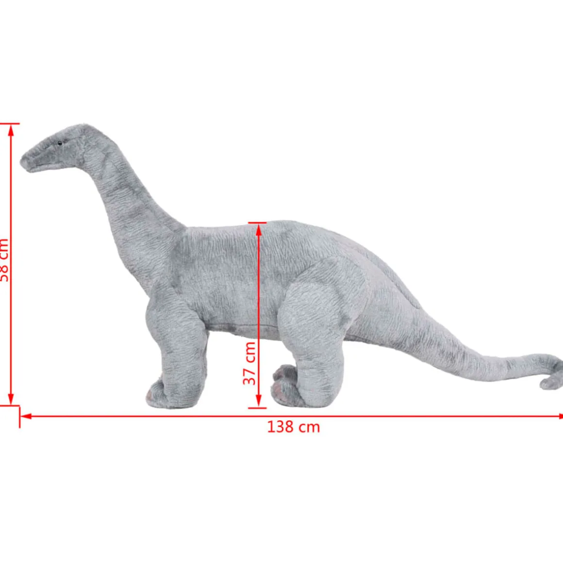 Peluche de dinosaurio Braquiosaurio XXL gris 58x138 cm