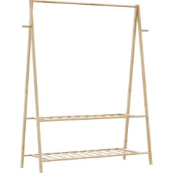 Perchero Bosque plegable 2 estantes natural 150,5x132x45,5 cm
