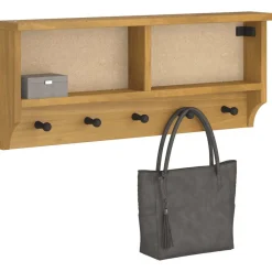 Perchero de pared Gales 5 ganchos natural 35x87x12 cm