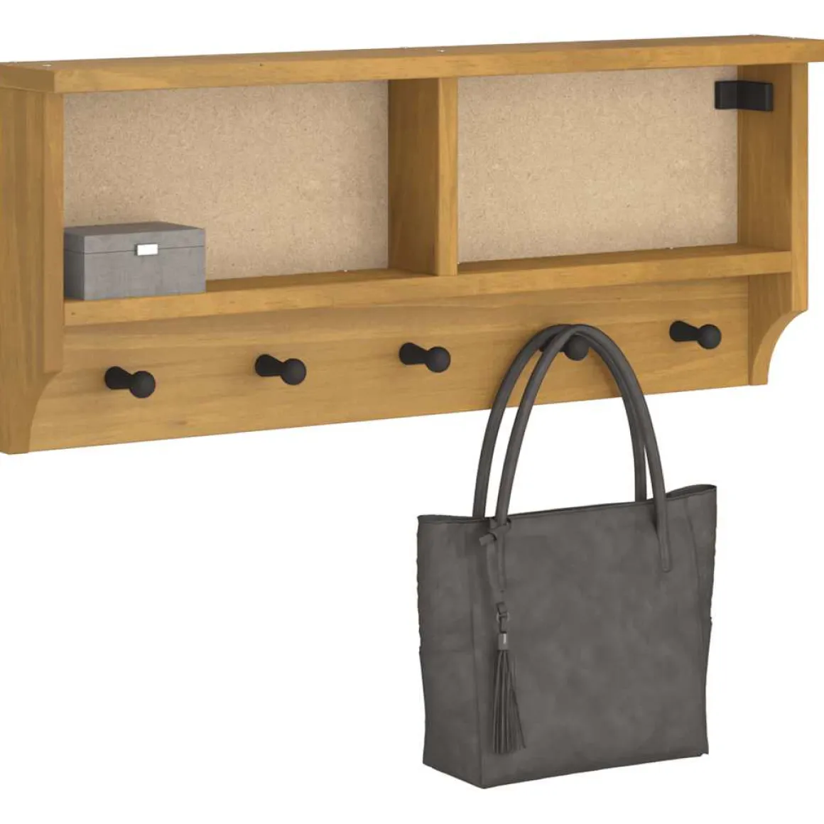 Perchero de pared Gales 5 ganchos natural 35x87x12 cm
