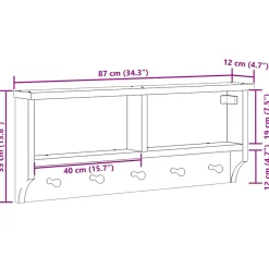 Perchero de pared Gales 5 ganchos natural 35x87x12 cm