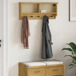 Perchero de pared Gales 5 ganchos natural 35x87x12 cm