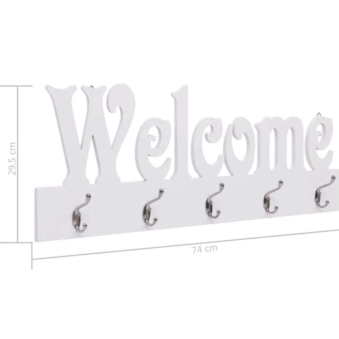 Perchero de pared WELCOME blanco 29,5x74 cm