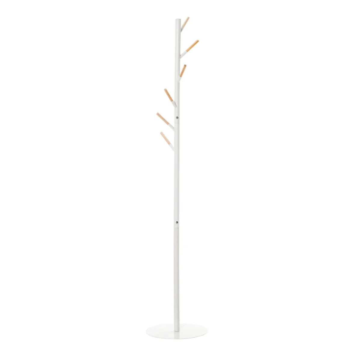 Perchero de pie Homcom 6 ganchos blanco/natural Ø35x174 cm
