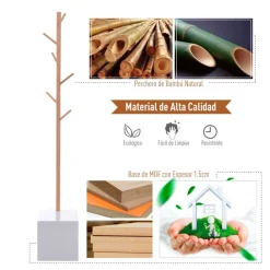Perchero de pie Homcom con zapatero 6 ganchos blanco/natural 180x40x30 cm