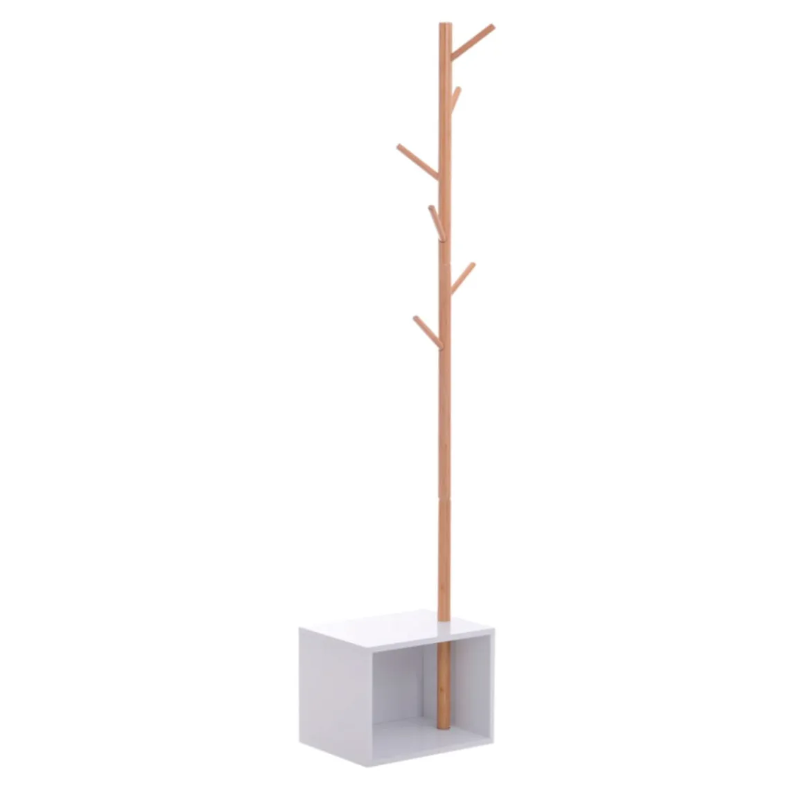 Perchero de pie Homcom con zapatero 6 ganchos blanco/natural 180x40x30 cm