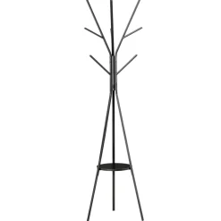 Perchero de pie Petter estante + 9 ganchos negro 180x45x45 cm