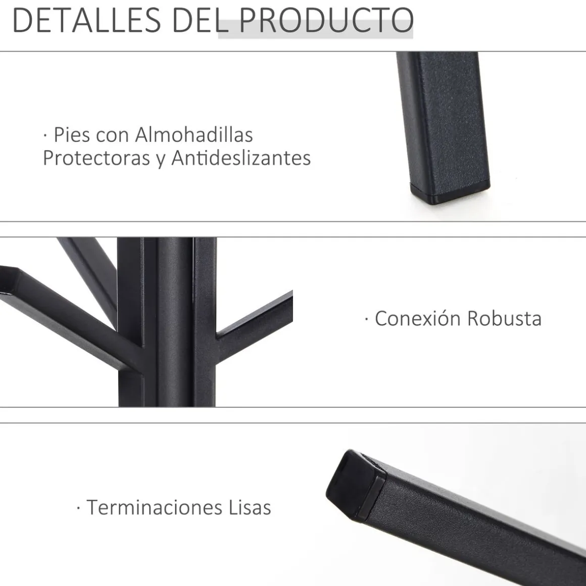 Perchero de pie Petter estante + 9 ganchos negro 180x45x45 cm