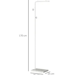 Perchero de pie Victoria Homcom forma de C ganchos redondos base de mármol blanco/gris 170x35x25cm