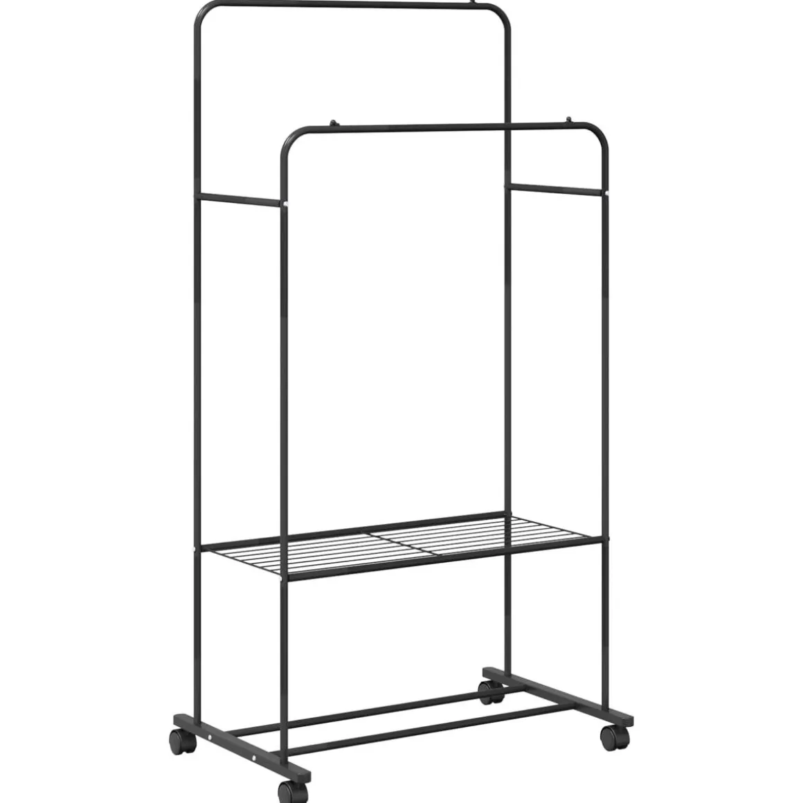 Perchero Eddie 2 barras + 2 estantes 156x80x53 cm