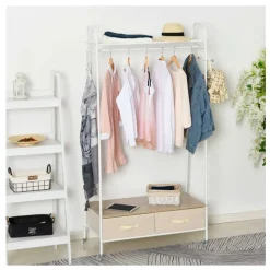 Perchero Homcom estantes + cajones blanco 185x99x47 cm