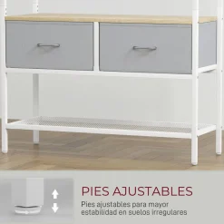 Perchero Kenzo Homcom 8 ganchos con 2 cajones blanco/natural 180,5x80x30 cm